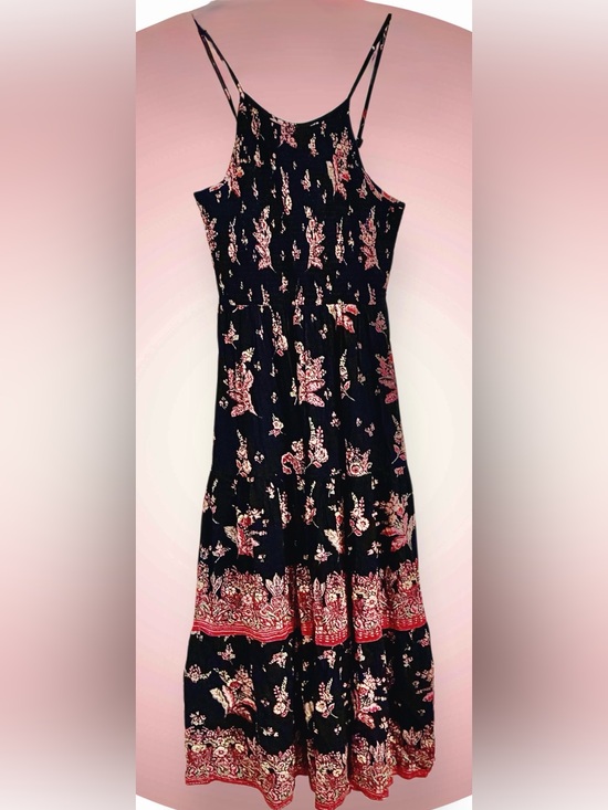 Angie Dresses & Skirts - Angie Black Maxi Dress with Pink Floral and Red Border Juniors size Large